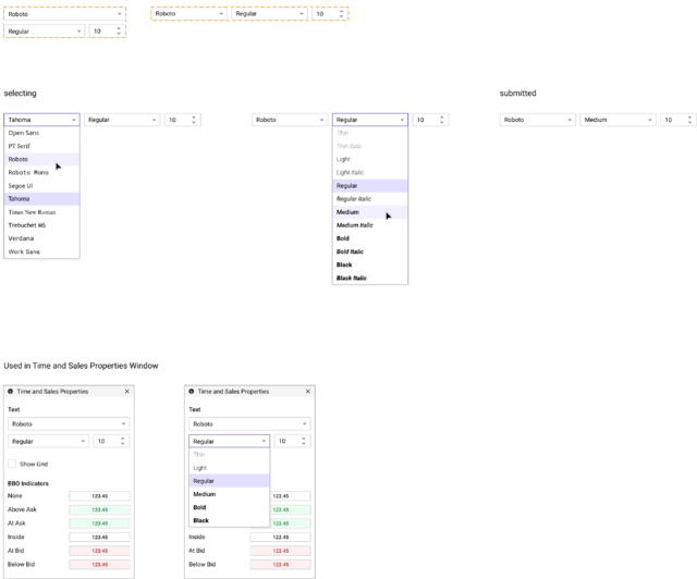 Preview for a font selector input field component