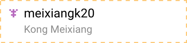 A list item displaying an identicon, username, and first and last name